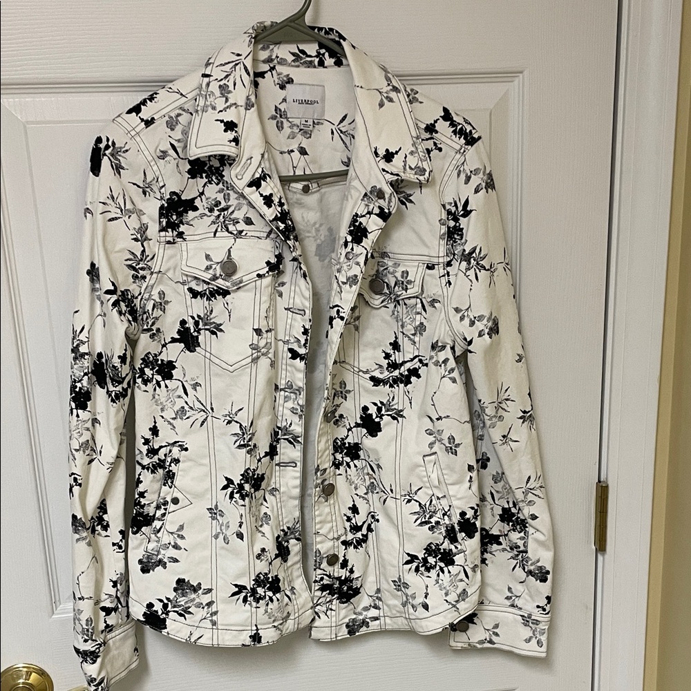 Liverpool Monochrome Floral Jean Jacket
